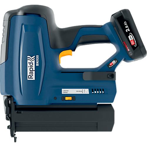 Rapid BNX50 Akku-Nagler Set, LED-Arbeitsleuchte, Einzel- oder Kontaktauslösung, Nageltiefenregulierung, inkl. Bosch Akku