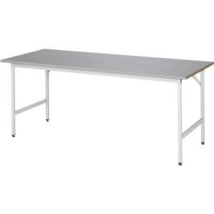 Rau Arbeitstisch Jerry, manuell höhenverstellbar, 25 mm MDF-Platte mit Edelstahlbelag, bis 300 kg, B 2000 x T 800 x H 800-850 mm, silber/lichtgrau Rau Arbeitstisch Jerry, manuell höhenverstellbar, 25 mm MDF-Platte mit Edelstahlbelag, bis 300 kg, B 2000 x T 800 x H 800-850 mm, silber/lichtgrau