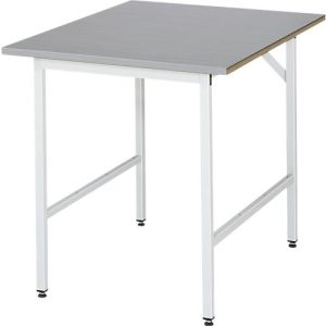 Rau Arbeitstisch Jerry, manuell höhenverstellbar, 25 mm MDF-Platte mit Edelstahlbelag, bis 300 kg, B 750 x T 1000 x H 800-850 mm, silber/lichtgrau Rau Arbeitstisch Jerry, manuell höhenverstellbar, 25 mm MDF-Platte mit Edelstahlbelag, bis 300 kg, B 750 x T 1000 x H 800-850 mm, silber/lichtgrau