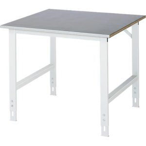 Rau Arbeitstisch Tom, manuell höhenverstellbar, 25 mm MDF-Platte mit Stahlblechbelag, bis 500 kg, B 1000 x T 1000 x H 760-1080 mm, silber/lichtgrau Rau Arbeitstisch Tom, manuell höhenverstellbar, 25 mm MDF-Platte mit Stahlblechbelag, bis 500 kg, B 1000 x T 1000 x H 760-1080 mm, silber/lichtgrau