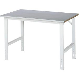 Rau Arbeitstisch Tom, manuell höhenverstellbar, 25 mm MDF-Platte mit Stahlblechbelag, bis 500 kg, B 1250 x T 800 x H 760-1080 mm, silber/lichtgrau Rau Arbeitstisch Tom, manuell höhenverstellbar, 25 mm MDF-Platte mit Stahlblechbelag, bis 500 kg, B 1250 x T 800 x H 760-1080 mm, silber/lichtgrau