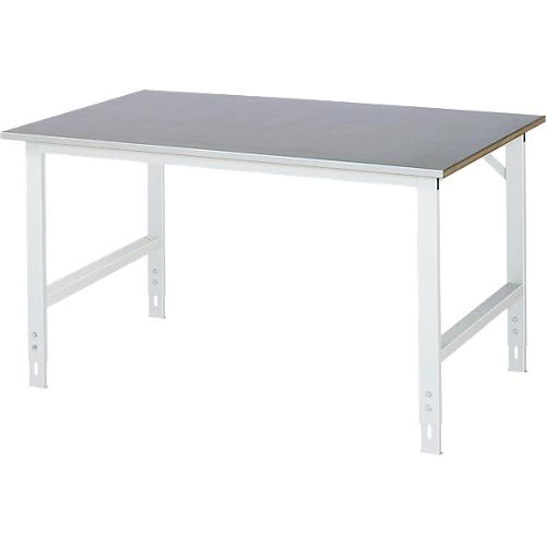 Rau Arbeitstisch Tom, manuell höhenverstellbar, 25 mm MDF-Platte mit Stahlblechbelag, bis 500 kg, B 1500 x T 1000 x H 760-1080 mm, silber/lichtgrau