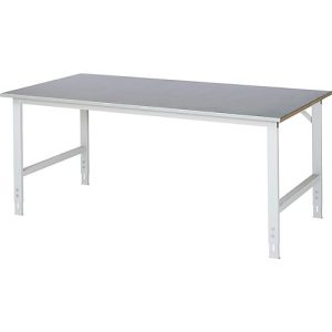 Rau Arbeitstisch Tom, manuell höhenverstellbar, 25 mm MDF-Platte mit Stahlblechbelag, bis 500 kg, B 2000 x T 1000 x H 760-1080 mm, silber/lichtgrau Rau Arbeitstisch Tom, manuell höhenverstellbar, 25 mm MDF-Platte mit Stahlblechbelag, bis 500 kg, B 2000 x T 1000 x H 760-1080 mm, silber/lichtgrau