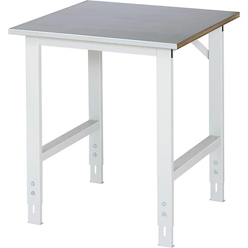 Rau Arbeitstisch Tom, manuell höhenverstellbar, 25 mm MDF-Platte mit Stahlblechbelag, bis 500 kg, B 750 x T 800 x H 760-1080 mm, silber/lichtgrau