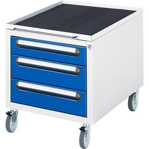 Rau Roll-Container für höhenverstellbare Arbeitstische Jerry, Tom, Serie E und Adlatus, 3 Schubladen, B 480 x T 600 x H 540 mm, lichtgrau/enzianblau Rau Roll-Container für höhenverstellbare Arbeitstische Jerry, Tom, Serie E und Adlatus, 3 Schubladen, B 480 x T 600 x H 540 mm, lichtgrau/enzianblau