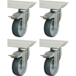 Rau Rollensatz für höhenverstellbare Arbeitstische Adlatus 150, 4 Lenkrollen mit Feststeller, Ø 100 mm, H 135 mm, TPR, grau Rau Rollensatz für höhenverstellbare Arbeitstische Adlatus 150, 4 Lenkrollen mit Feststeller, Ø 100 mm, H 135 mm, TPR, grau