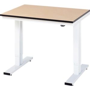 Rau Werktisch Adlatus, elektrisch höhenverstellbar, 22 mm MDF-Platte, bis 300 kg, B 1000 x T 800 x H 720-1120 mm, braun/lichtgrau