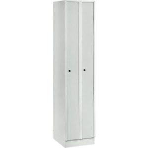 Raumspargarderobe, Abteilbreite 200 mm, abschließbar, 2 Abteile, lichtgrau Raumspargarderobe, Abteilbreite 200 mm, abschließbar, 2 Abteile, lichtgrau
