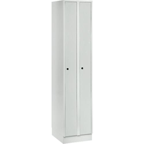 Raumspargarderobe, Abteilbreite 200 mm, abschließbar, 2 Abteile, lichtgrau