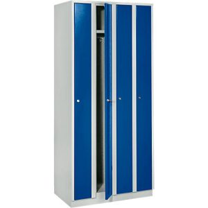 Raumspargarderobe, Abteilbreite 200 mm, abschließbar, 4 Abteile, enzianblau Raumspargarderobe, Abteilbreite 200 mm, abschließbar, 4 Abteile, enzianblau