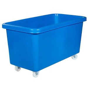 Rechteckbehälter, Kunststoff, fahrbar, 450 l, blau Rechteckbehälter, Kunststoff, fahrbar, 450 l, blau