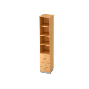 Regal mit 4 Schubladen, B 400 x T 420 x H 2200 mm, Buche-Dekor Regal mit 4 Schubladen, B 400 x T 420 x H 2200 mm, Buche-Dekor