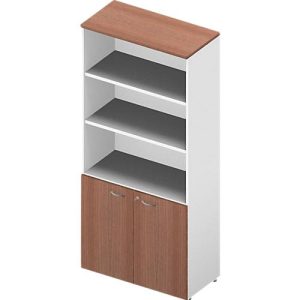 Regal-Schrank-Kombination ARLON OFFICE, 5 Ordnerhöhen, B 900 x T 450 x H 2000 mm, Nuss Canaletto-Dekor/weiss Regal-Schrank-Kombination ARLON OFFICE, 5 Ordnerhöhen, B 900 x T 450 x H 2000 mm, Nuss Canaletto-Dekor/weiss