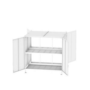 Regalcontainer BAUER CEN 29-2b, Stahl, Doppelflügeltor, B 3280 x T 2900 x H 2980 mm, grau