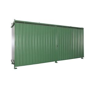 Regalcontainer BAUER CEN 59-2, Stahl, Schiebetor, B 6255 x T 1550 x H 2980 mm, grün Regalcontainer BAUER CEN 59-2, Stahl, Schiebetor, B 6255 x T 1550 x H 2980 mm, grün