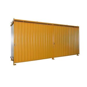 Regalcontainer BAUER CEN 59-2, Stahl, Schiebetor, B 6255 x T 1550 x H 2980 mm, orange Regalcontainer BAUER CEN 59-2, Stahl, Schiebetor, B 6255 x T 1550 x H 2980 mm, orange