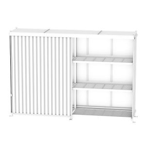Regalcontainer BAUER CEN 59-3, Stahl, Schiebetor, B 6540 x T 1600 x H 4415 mm, rot