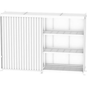 Regalcontainer Bauer Typ CEN 59-3 IBC, 3 Fachebenen, Schiebetor, 2000 l, B 6540 x T 1600 x H 5015 mm, gelborange RAL 2000