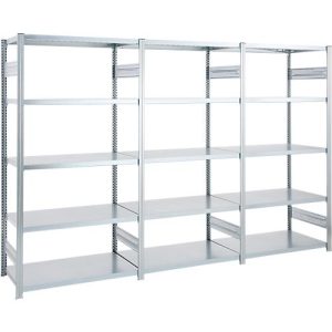 Regalkombination ORDO Industry, 1 Grundregal + 2 Anbauregale, 15 Fachböden, modular, Fachlast 140 kg, Feldlast 1000 kg, B 3080 x T 535 x H 2500 mm, verzinkt