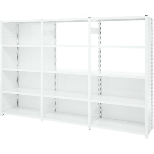 Regalkombination ORDO Professional, 1 Grundregal + 2 Anbauregale, 15 Böden, modular, Fachlast 185 kg, Feldlast 1200 kg, B 3980 x T 535 x H 2000 mm, verkehrsweiß