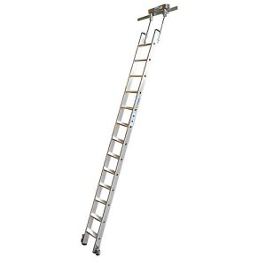Regalleiter T-Schienenanlage, fahrbar, 13 Stufen Regalleiter T-Schienenanlage, fahrbar, 13 Stufen