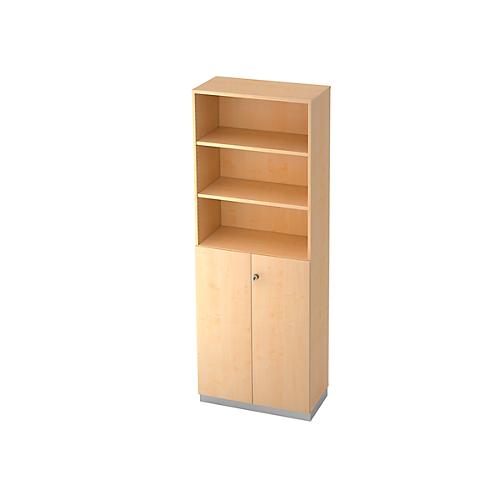Regalschrank 6 OH, 3 OH geschlossen, B 800 x T 420 mm, Ahorn-Dekor