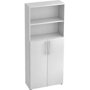 Regalschrank TARA, 5 Ordnerhöhen, 3 Fachböden, Türen oben/unten, B 800 x T 346 x H 1880 mm, lichtgrau Regalschrank TARA, 5 Ordnerhöhen, 3 Fachböden, Türen oben/unten, B 800 x T 346 x H 1880 mm, lichtgrau