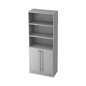 Regalschrank TARVIS, 5 Ordnerhöhen, 5 Böden, 2 Türen, mit Griff o. Schloss, B 800 x T 420 x H 2004 mm, lichtgrau Regalschrank TARVIS, 5 Ordnerhöhen, 5 Böden, 2 Türen, mit Griff o. Schloss, B 800 x T 420 x H 2004 mm, lichtgrau