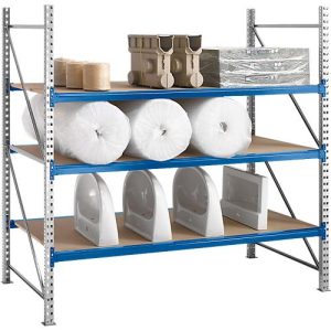Regalsystem WR 600, Grundfeld, Traverse blau, mit 2 Ebenen, 2200 x 2200 x 800 mm Regalsystem WR 600, Grundfeld, Traverse blau, mit 2 Ebenen, 2200 x 2200 x 800 mm