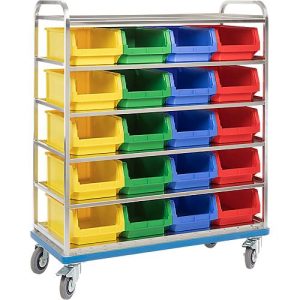 Regalwagen GMÖHLING G®-Rack E 2801, durchbrochen, bis 300 kg, 6 Etagen, für 24 Sichtlagerkästen Regalwagen GMÖHLING G®-Rack E 2801, durchbrochen, bis 300 kg, 6 Etagen, für 24 Sichtlagerkästen