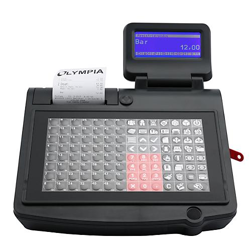 Registrierkasse Olympia CM 985, für die Gastronomie, 40 Nutzer, 5 Jahre TSE-Lizenz, Flachtastatur, Thermodrucker, USB/LAN/RS232/RJ11, abschließbar