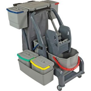 Reinigungswagen Sprintus CombiX PRO XL, 6 Eimer/67 l insg, Müllsackhalterung, Wanne, für Innen, grau Reinigungswagen Sprintus CombiX PRO XL, 6 Eimer/67 l insg, Müllsackhalterung, Wanne, für Innen, grau