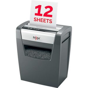 Rexel Momentum X312 Aktenvernichter P3, Partikelschnitt 5 x 42 mm, 23 l, 12 Blatt Schnittleistung, Anti-Papierstau-Technologie, schwarz