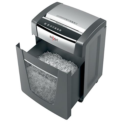 Rexel Momentum X420 Aktenvernichter P4, Partikelschnitt 4 x 40 mm, 30 l, 20 Blatt Schnittleistung, Anti-Papierstau-Technologie, mit Rollen, schwarz