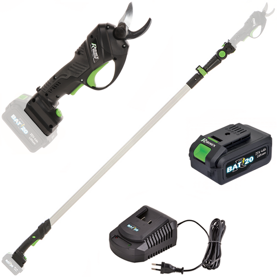 Ribimex PRBAT20/SEC - Elektrische Baumschere auf Verlängerungstange 147-203 cm - 20V/4Ah