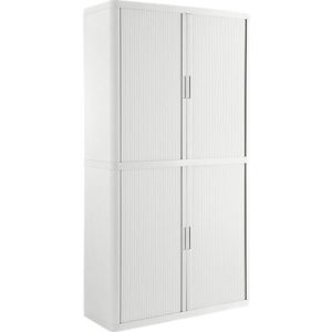 Rolladenschrank, B 1100 x T 415 x H 2040 mm, abschließbar, ohne Fachböden, High Impact Polystyrol, weiß/weiß Rolladenschrank, B 1100 x T 415 x H 2040 mm, abschließbar, ohne Fachböden, High Impact Polystyrol, weiß/weiß