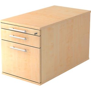 Rollcontainer, 1 Schub, 1 Utensilienauszug, Hängeregistraturauszug, B 428 x T 800 x H 512 mm, Ahorn Rollcontainer, 1 Schub, 1 Utensilienauszug, Hängeregistraturauszug, B 428 x T 800 x H 512 mm, Ahorn