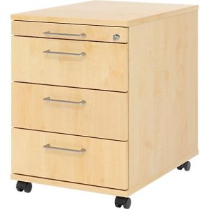 Rollcontainer 1233 Breno, 3 Schübe & 1 Utensilienauszug, abschließbar, B 428 x T 580 x H 590 mm, Ahorn-Dekor Rollcontainer 1233 Breno, 3 Schübe & 1 Utensilienauszug, abschließbar, B 428 x T 580 x H 590 mm, Ahorn-Dekor