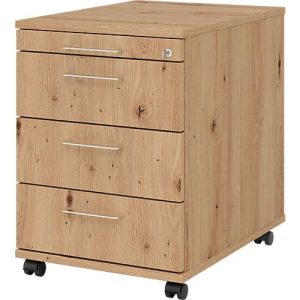 Rollcontainer 1233 Breno, 3 Schübe & 1 Utensilienauszug, abschließbar, B 428 x T 580 x H 590 mm, Asteiche Rollcontainer 1233 Breno, 3 Schübe & 1 Utensilienauszug, abschließbar, B 428 x T 580 x H 590 mm, Asteiche