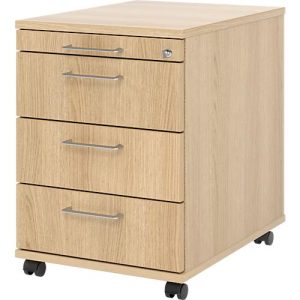 Rollcontainer 1233 Breno, 3 Schübe & 1 Utensilienauszug, abschließbar, B 428 x T 580 x H 590 mm, Eiche-Dekor Rollcontainer 1233 Breno, 3 Schübe & 1 Utensilienauszug, abschließbar, B 428 x T 580 x H 590 mm, Eiche-Dekor