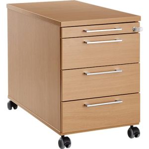Rollcontainer 1333, 3 Schübe & 1 Utensilienauszug, abschließbar, eckige Griffe, Holz/Stahl/Kunststoff, B 434 x T 800 x H 613 mm, Buche-Dekor Rollcontainer 1333, 3 Schübe & 1 Utensilienauszug, abschließbar, eckige Griffe, Holz/Stahl/Kunststoff, B 434 x T 800 x H 613 mm, Buche-Dekor