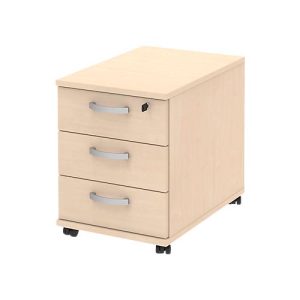 Rollcontainer BARI, Materialschale, 3 Schubkästen, abschließbar, B 427 x T 600 x H 544 mm, Ahorn/Ahorn/Alu Rollcontainer BARI, Materialschale, 3 Schubkästen, abschließbar, B 427 x T 600 x H 544 mm, Ahorn/Ahorn/Alu