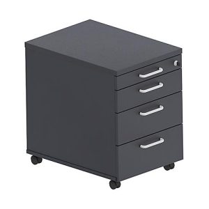 Rollcontainer BEXXSTAR, 1 abschließbarer Utensilienauszug & 3 Schübe, B 430 x T 600 x H 600 mm, schwarz Rollcontainer BEXXSTAR, 1 abschließbarer Utensilienauszug & 3 Schübe, B 430 x T 600 x H 600 mm, schwarz