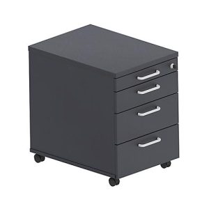 Rollcontainer BEXXSTAR, 1 abschließbarer Utensilienauszug & 3 Schübe, B 430 x T 800 x H 600 mm, schwarz Rollcontainer BEXXSTAR, 1 abschließbarer Utensilienauszug & 3 Schübe, B 430 x T 800 x H 600 mm, schwarz