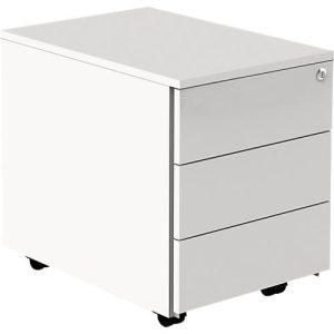 Rollcontainer, mit Zentralverschluss, 3 Schubladen, B 420 x T 600 x H 540 mm, weiß Rollcontainer, mit Zentralverschluss, 3 Schubladen, B 420 x T 600 x H 540 mm, weiß