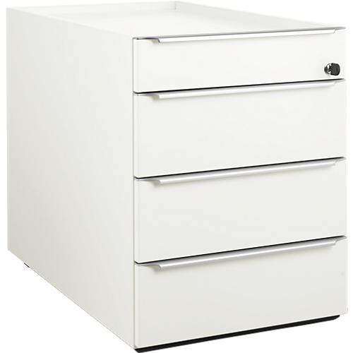 Rollcontainer QUANDOS BOX, 1 Utensilienauszug, 3 Schübe, B 430 x T 800 x H 570 mm, weiß