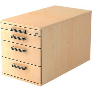 Rollcontainer TOPAS LINE, 3 Schübe, 1 Utensilienauszug, abschließbar, Ahorn-Dekor/Ahorn-Dekor, T 800 mm Rollcontainer TOPAS LINE, 3 Schübe, 1 Utensilienauszug, abschließbar, Ahorn-Dekor/Ahorn-Dekor, T 800 mm