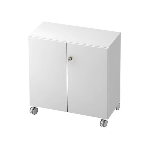 Rollenschrank TOPAS LINE, 2 Ordnerhöhen, Türen abschließbar, weiß/weiß