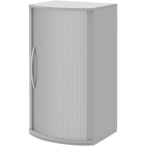 Rollladen-Schiebetürenschrank BARI, 3 OH, 2 Böden, Griff links, B 600 x T 530/430 x H 1117 mm, hellgrau