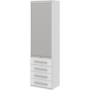 Rollladenschrank BARI, 6 Ordnerhöhen, 4 Schübe, 3 Böden, abschließbar, B 600 x T 430 x H 2174 mm, weiß Rollladenschrank BARI, 6 Ordnerhöhen, 4 Schübe, 3 Böden, abschließbar, B 600 x T 430 x H 2174 mm, weiß
